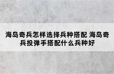 海岛奇兵怎样选择兵种搭配 海岛奇兵投弹手搭配什么兵种好